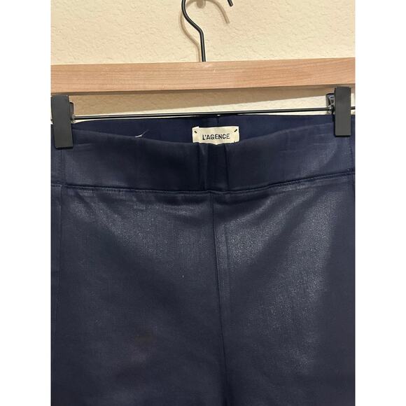 L'Agence Faux Leather Pants Women's Size Small Dark Blue Pull On Trousers Luxury - Picture 4 of 9